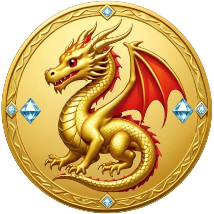 diamond coin with a dragon at the center  emoji