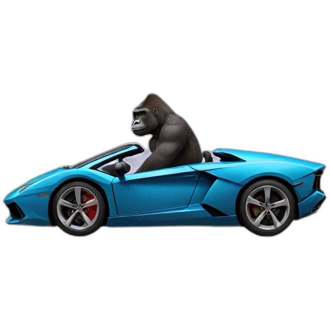 Gorilla driving a Lambo emoji