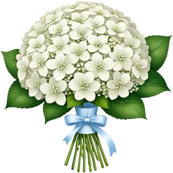 White hydrangea and baby breath bouquet  emoji