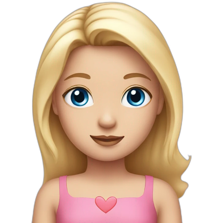 Girl in pink dress with blue eyes, blonde hair, Hearts Instead of Eyes emoji