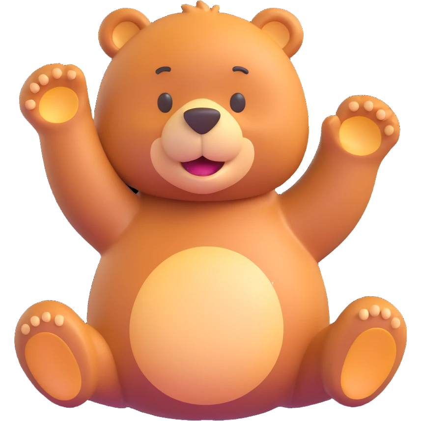 bear waving, 3D emoji style, soft shading, lively and expressive, suitable for app icon emoji