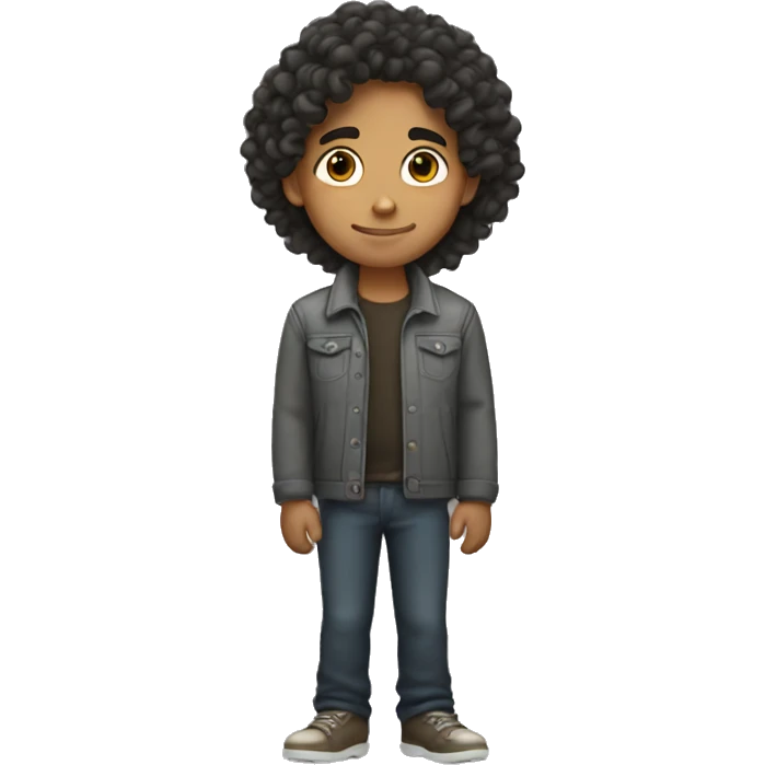 Hispanic boy with long curly hair emoji