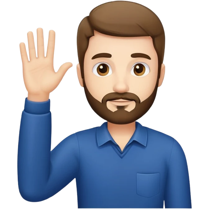 man with small beard raising his hand emoji