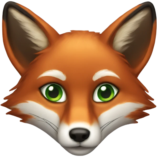 Green-eyed red fox emoji