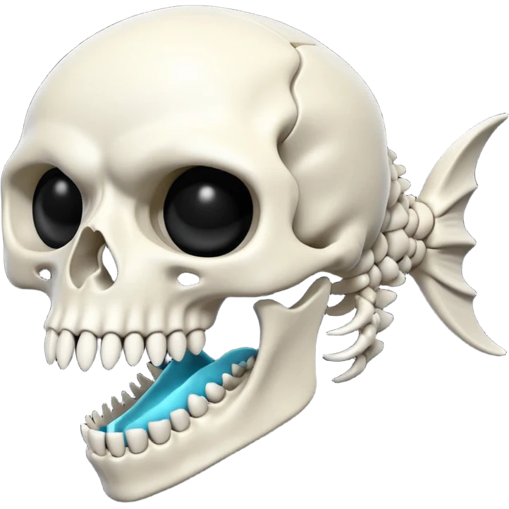Piranha skeleton black and white emoji