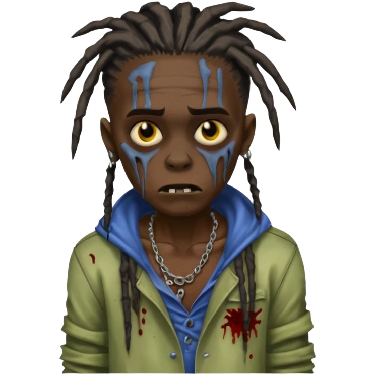 darkskin zombie boy with dreads emoji