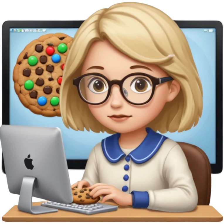 cookie clicker addict girl at computer emoji