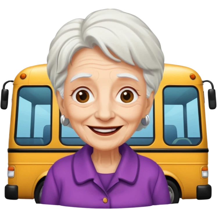 Une vieille dame folle descendant d’un bus  emoji