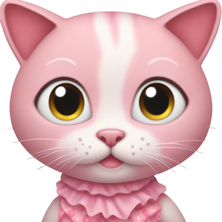 Cute little pink cat with a dress emoji