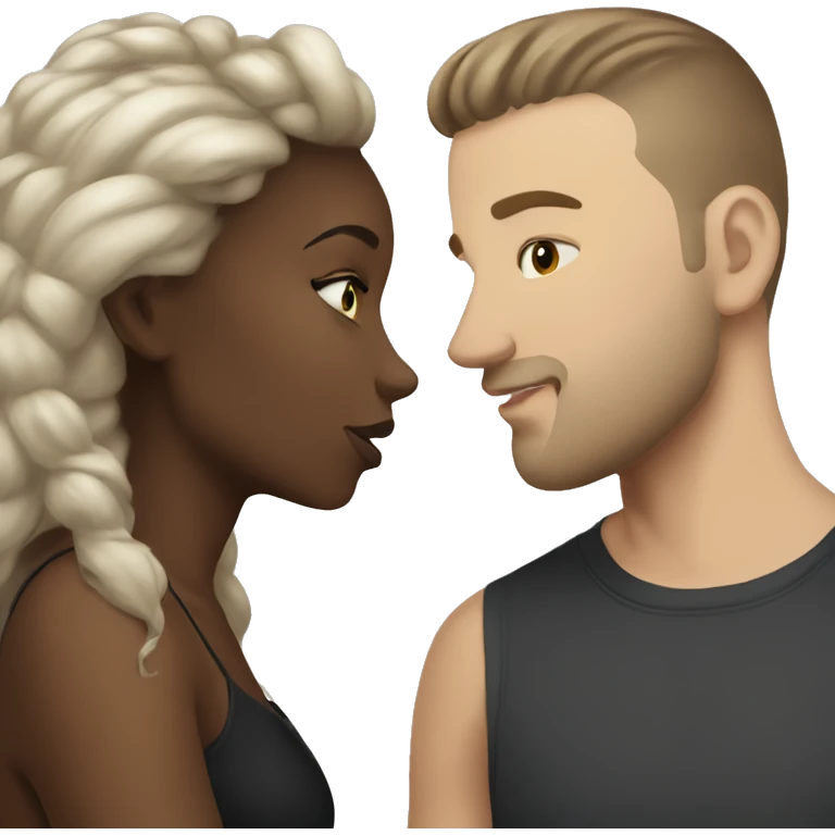 White men and black girl kiss emoji
