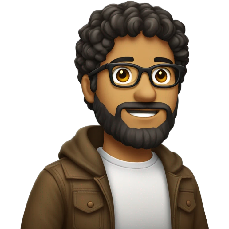 chico joven canoso con pelo corto, ojos color marron, barba corta y gafas de pasta negra emoji