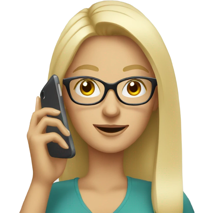 Blonde woman wearing glasses calling on cell phone emoji