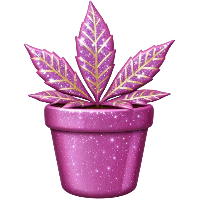 Pink pot leaf glitter  emoji