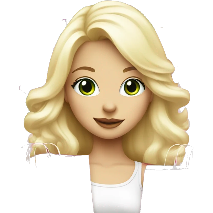 cute platinum blonde with green eyes surrounded by pink shopping bags emoji