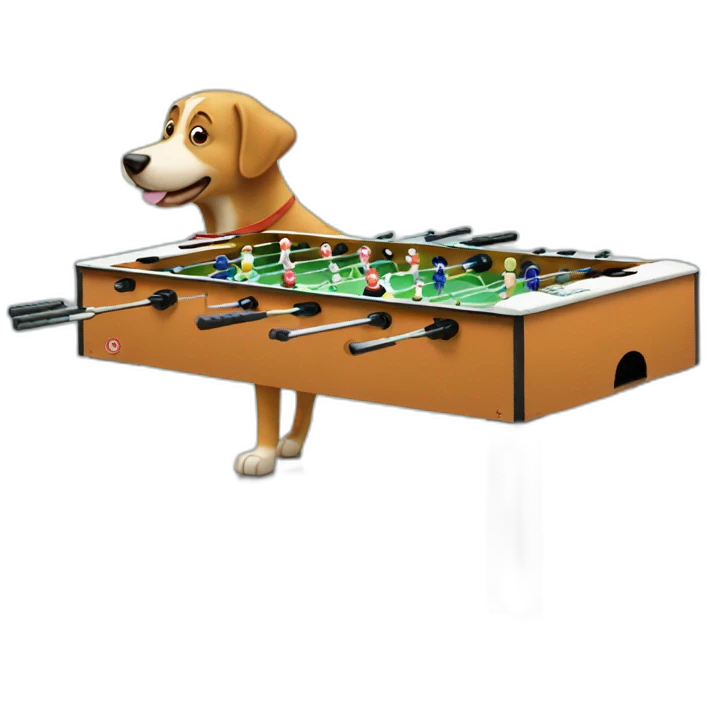 Dog playing table football emoji