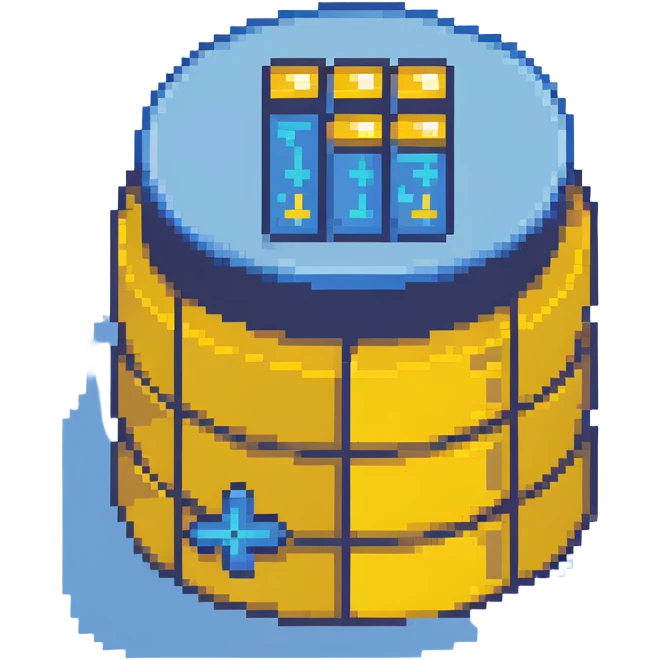 SQL database icon with tables and query symbols in blue color scheme emoji