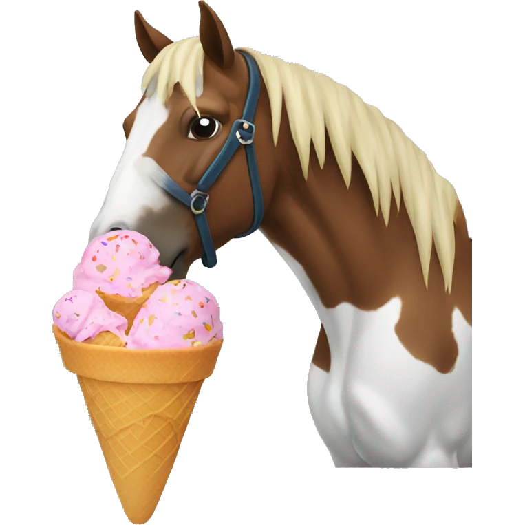 Horse eating ice cream emoji