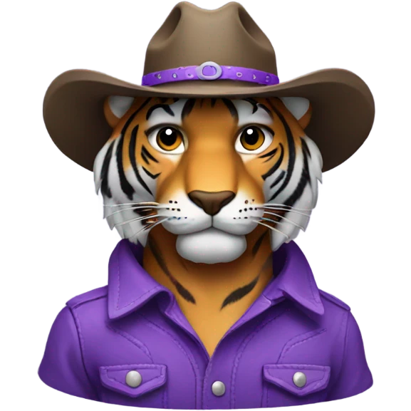 Purple tiger wearing a cowboy hat emoji