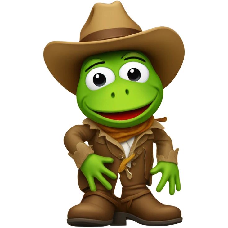 Kermit the frog and a cowboy emoji