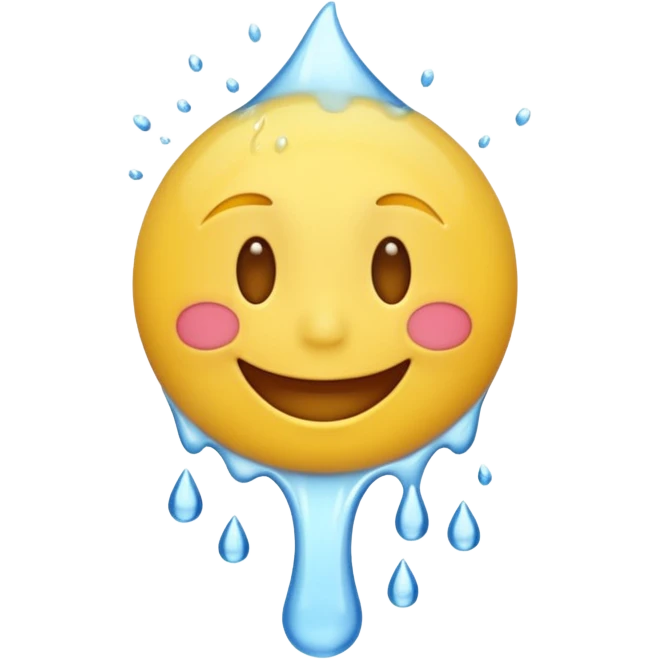 An animation of an emoji showing happy face when water is poured on it emoji