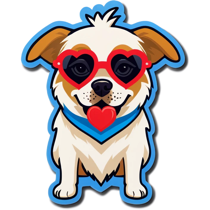 Dog wearing heart sunglasses emoji