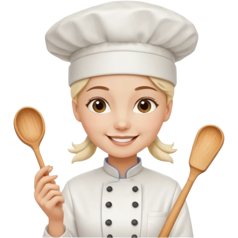 Young female baker – wearing white chef hat, holding a piping bag with cream

 emoji