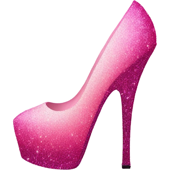 Pink ombre 9in high heels with glitter emoji
