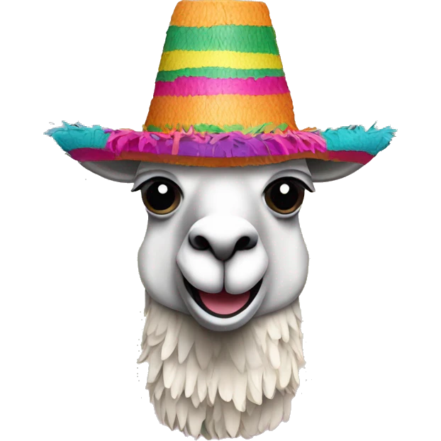 colorful llama-shaped pinata with mexico hat emoji