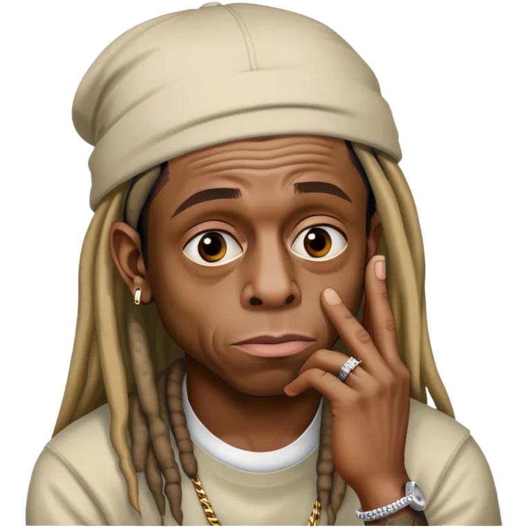 lil wayne thinking with hand on face emoji