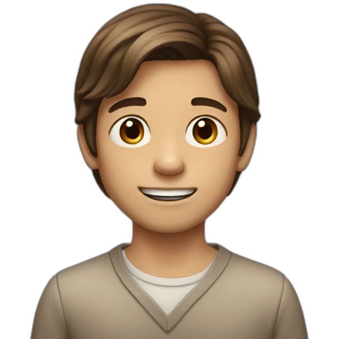 Young boy with long, brown hair, 10 years old emoji
