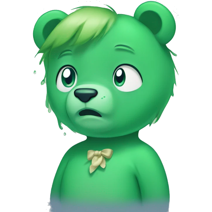crying green carebear  emoji