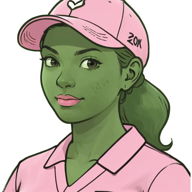 Female golfer wearing pink scrubs  emoji