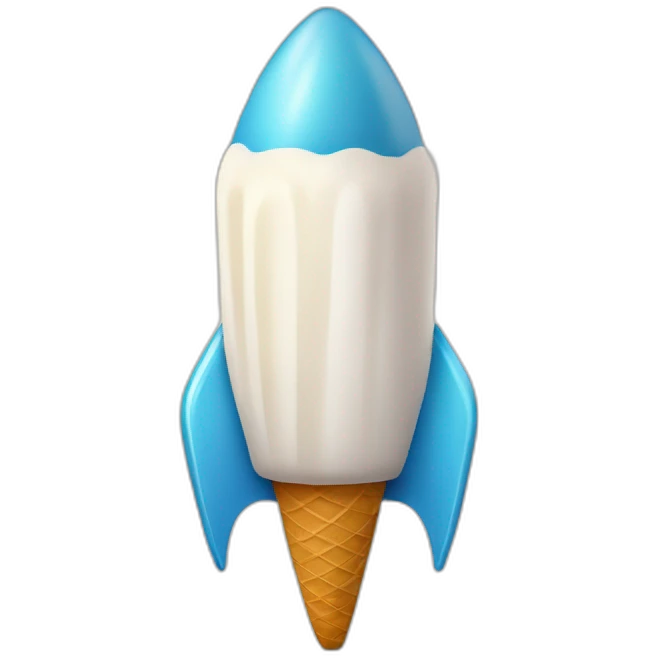 ice cream cone rocket ship pointing up and to the right emoji