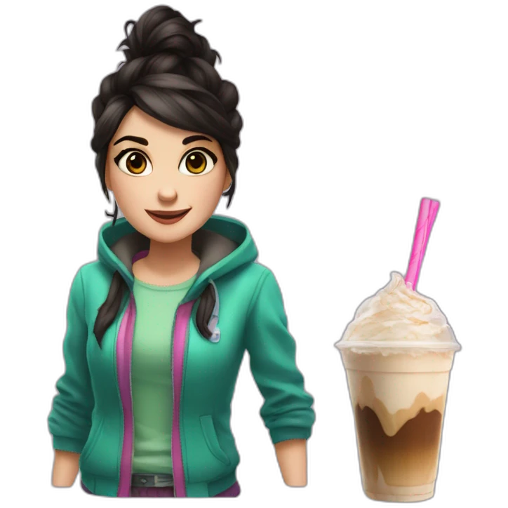 Vanellope having a Frappe emoji