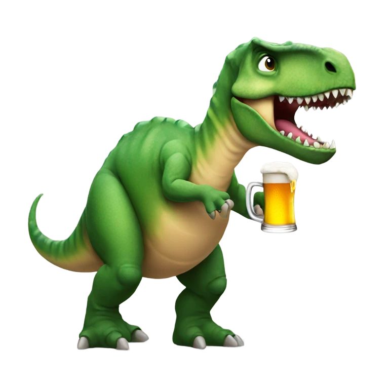 Dinosaur holding a beer emoji