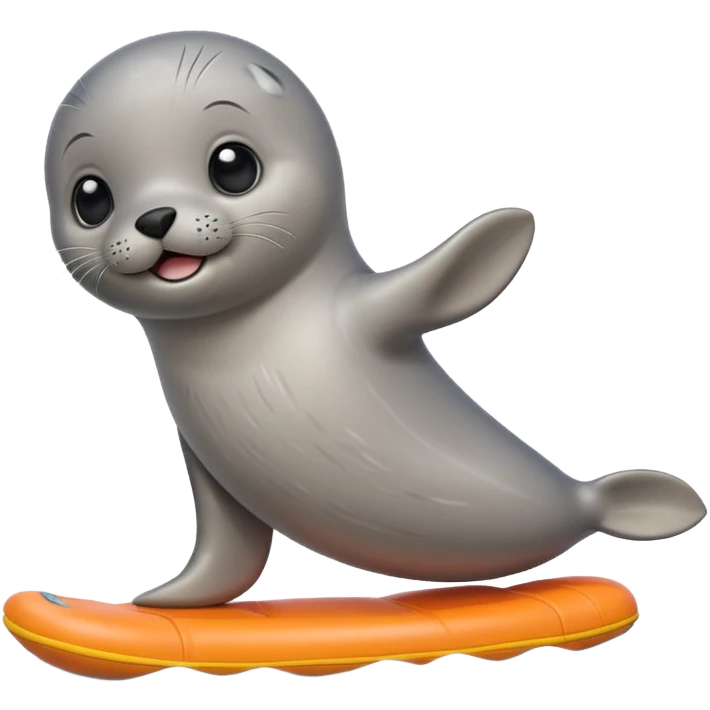 A cute seal pup with floaties on both flippers, kicking excitedly near lane markers. emoji