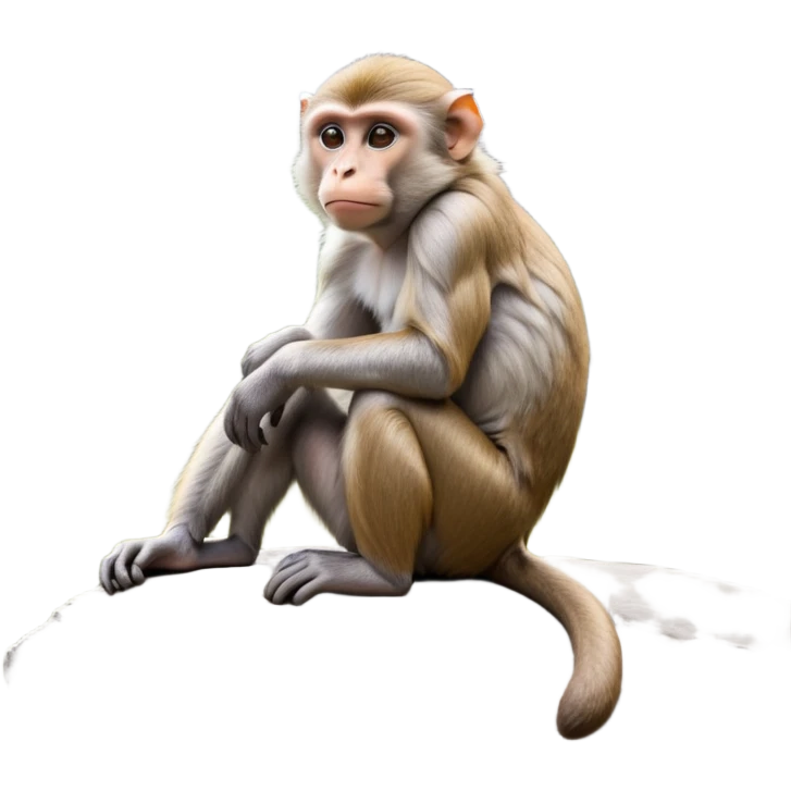 cinematic-macaque-realistic-full-body-sitting-emoji,-compact-muscular-frame-poised-on-a-rocky-outcrop,-short-curled-tail-resting-behind,-head-tilted-dramatically,-thick-dense-fur-in-warm-shades-of-brown-and-grey,-expressive-eyes-filled-with-intelligent-curiosity,-simplified-yet-realistic-focused-features,-highly-detailed,-glowing-with-an-almost-sarcastic-glow emoji