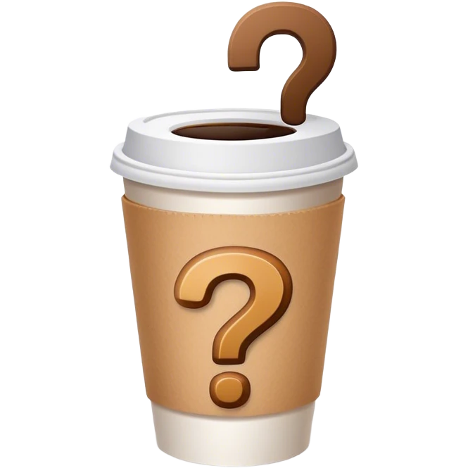 Cardboard coffee cup with question mark emoji