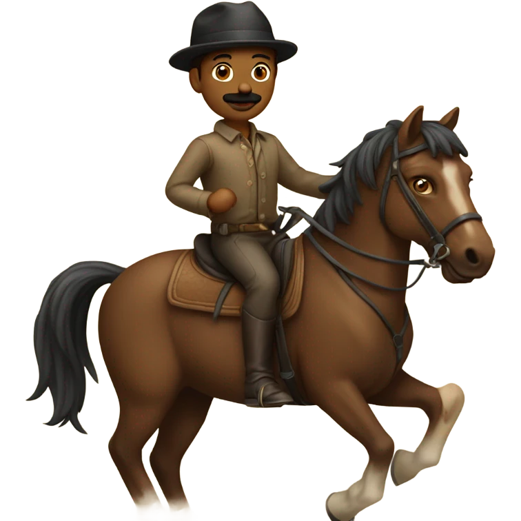 Dirty brown mustache boy on a horse emoji