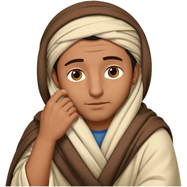 Un arabe haciendo gesto de dormir solo la cabeza y la manta que lleva que sea larga emoji