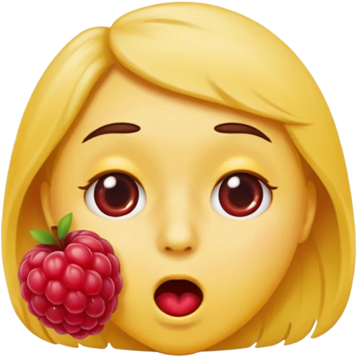 face blowing a raspberry, styled to closely match the Apple smiley face emoji, yellow color, simple round features, classic Apple emoji expression emoji