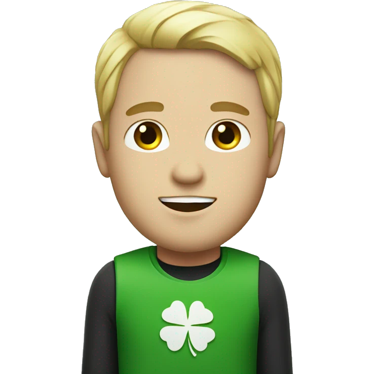 white man with four leaf clover emoji