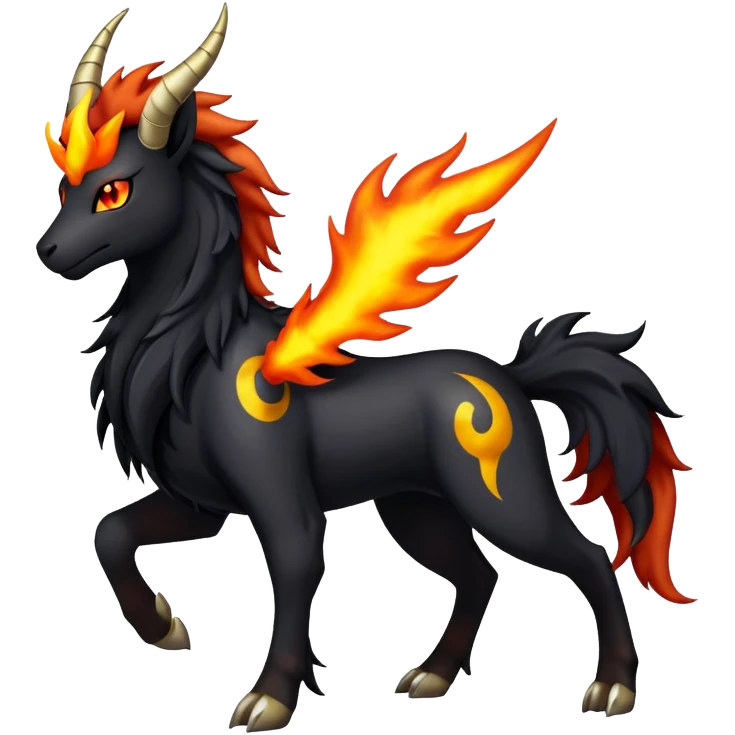 Shiny Exotic Gothic Rapidash-Houndoom-Pokémon-Fakémon-hybrid-creature emoji