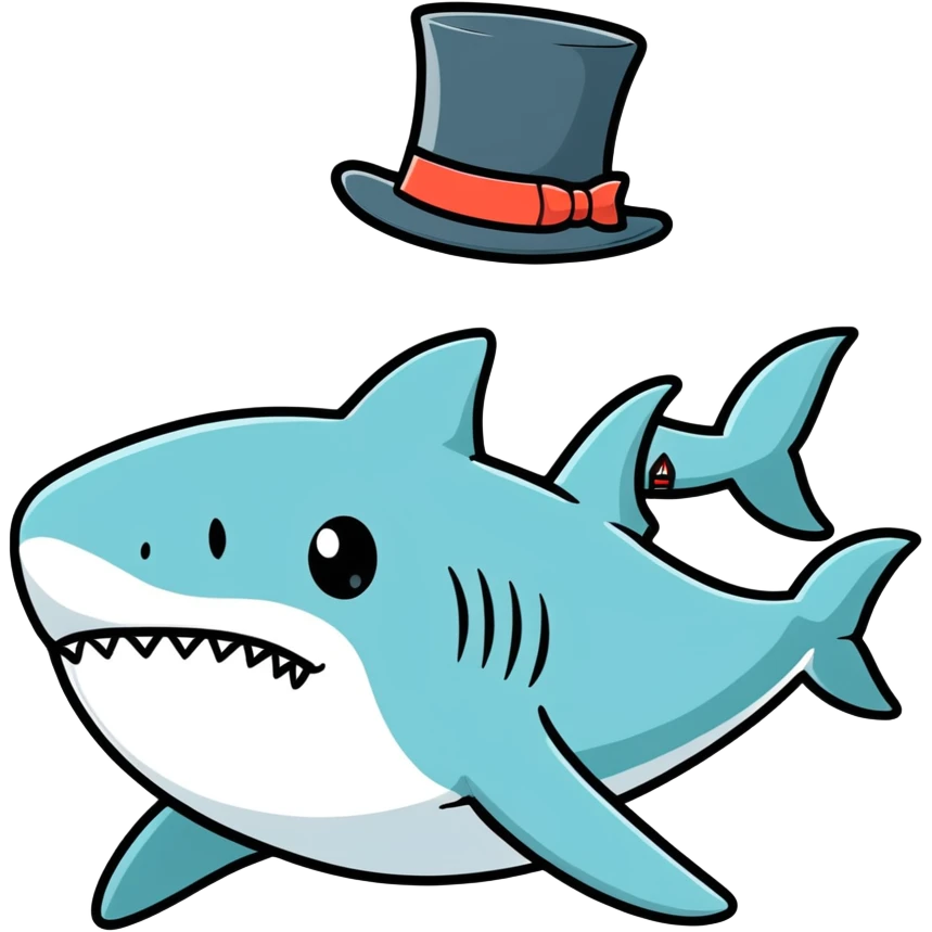 Shark with a top hat emoji