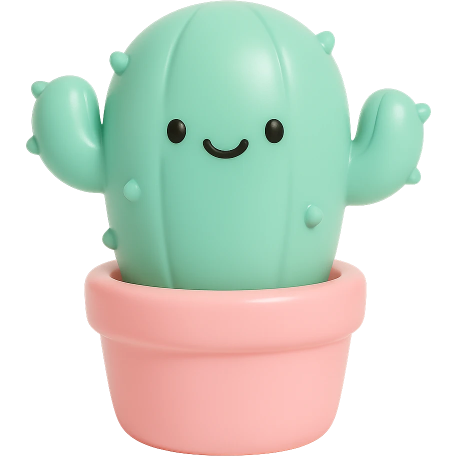 a smiling cactus in a pot vinyl figure style emoji