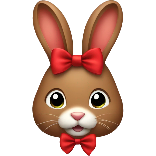 Brown bunny with red bow emoji