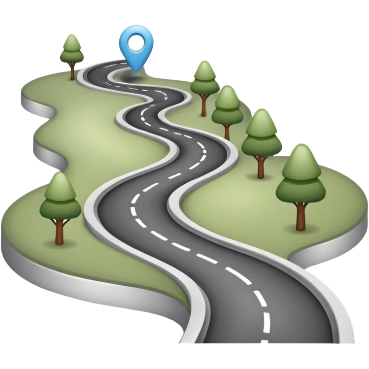 Clean roadmap icon emoji with curved path and milestones, modern corporate style emoji