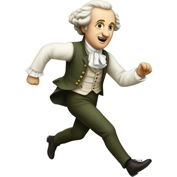 Goethe running, with a large stride and arms outstretched emoji