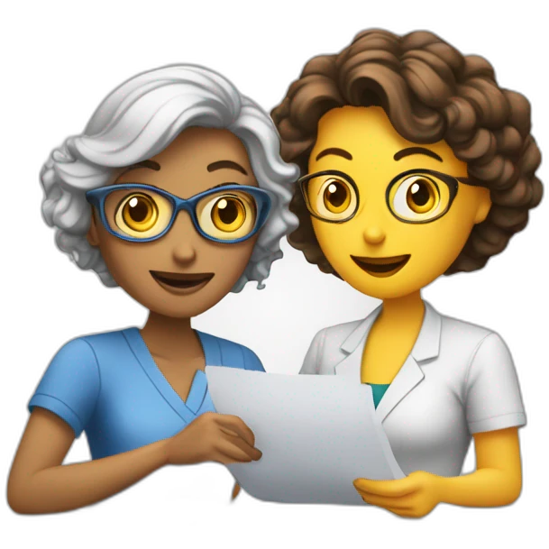 fisrt woman with calculators and second woman filling paperworks emoji