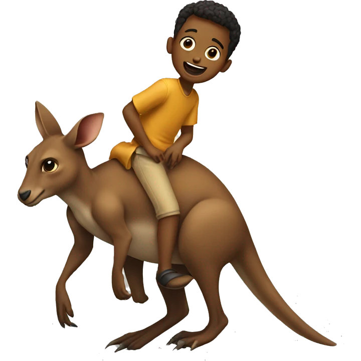 boy riding a kangaroo's back. emoji